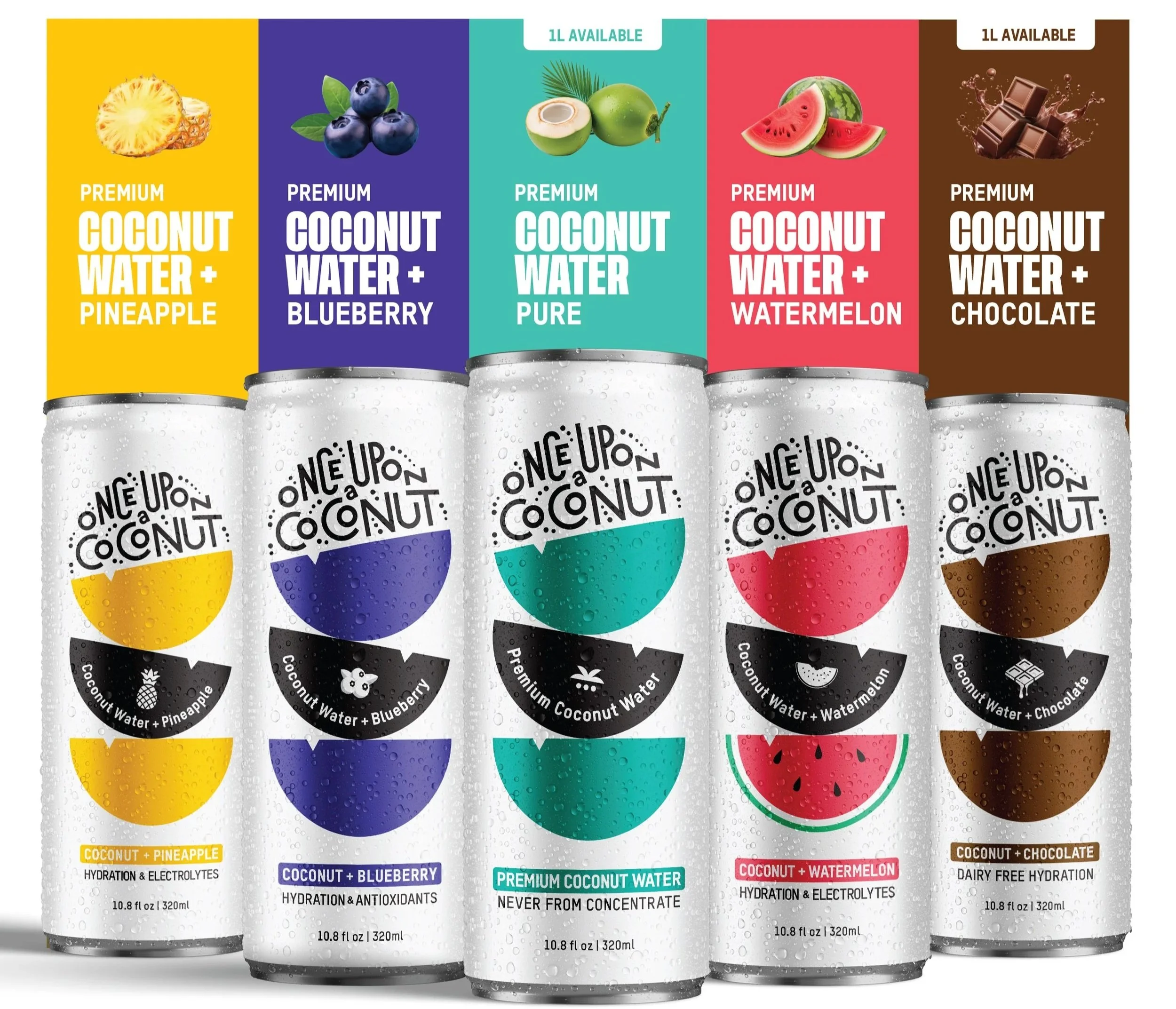 Beverage branding — Once Upon A Coconut lineup
